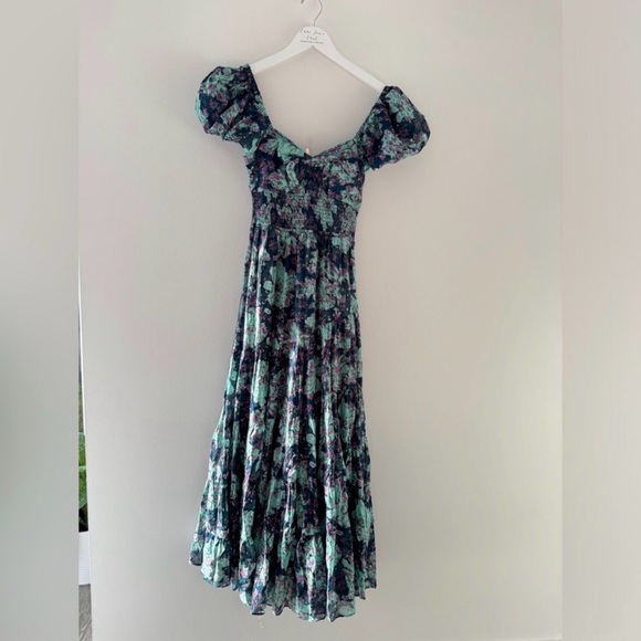 FREE PEOPLE Sundrenched Floral Dress in Emerald Combo S - Picture 3 of 3